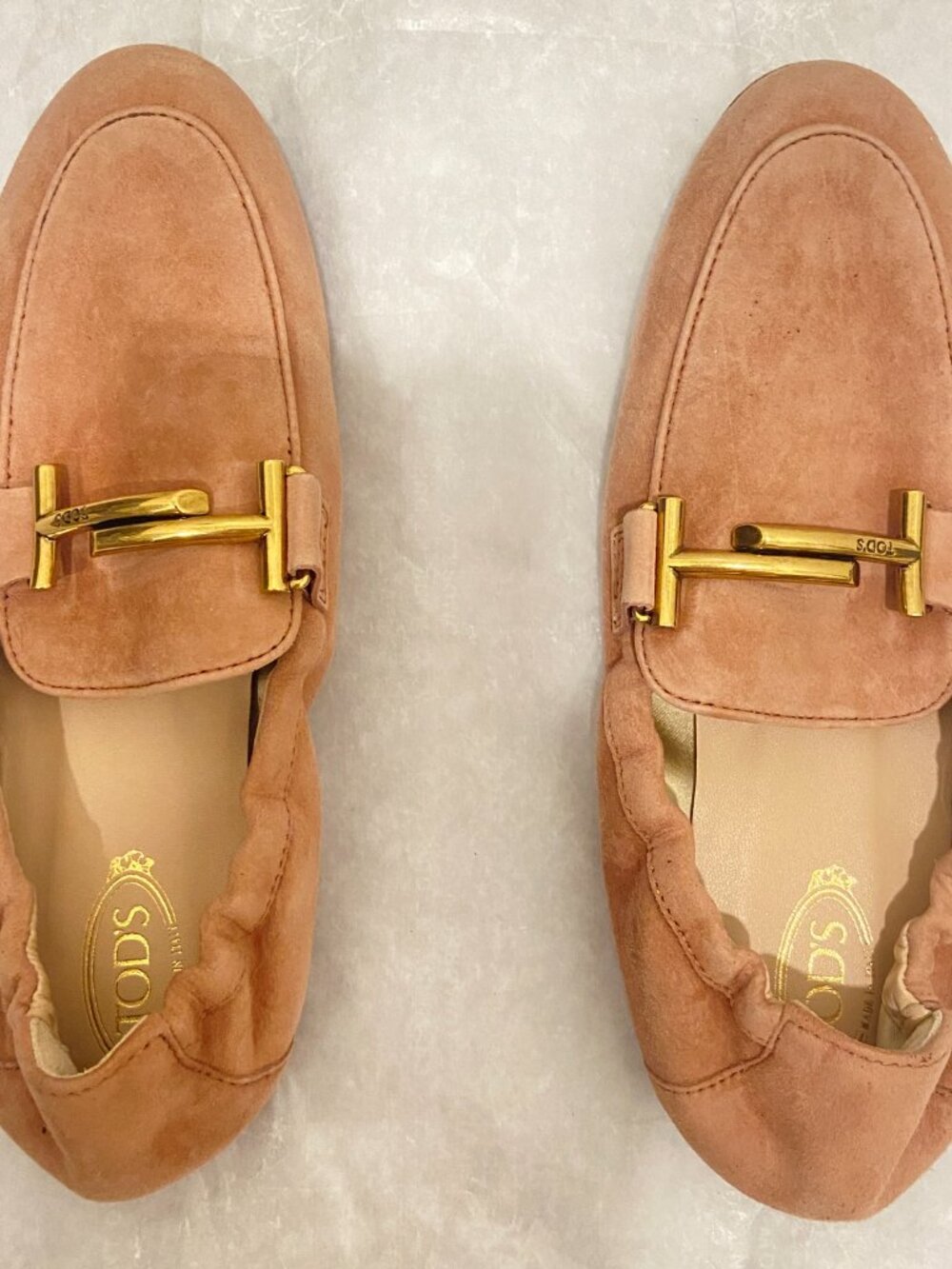 NEW TOD'S Limited Edition Double T Suede Leather Loafers Rose Size EU35.5 US5.5
